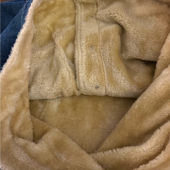 DISNEY Womens Eeyore True Blue Denim Jean Faux Fur Jacket Coat Size XL Sherpa - Picture 5 of 8